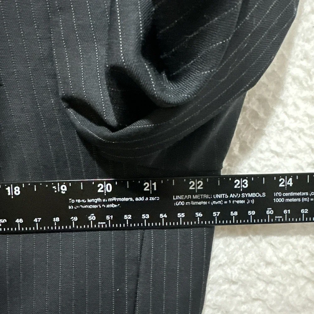 Lauren Ralph Lauren Blazer Jacket Men's Size 42R Black Stripe 100%‎ Wool Pockets